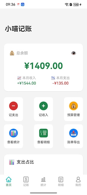 小喵记账首页